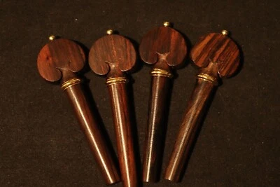 4 Pcs 4/4 high quality Violin Heart Shape Pegs Rose wood, Brass Pin/Collar - Image 1 of 4