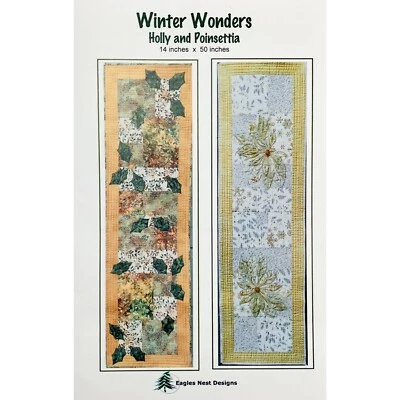 Winter Wonders Holly and Poinsettia Christmas Table Runner PATTERN Eagles Nest - Image 1 of 4