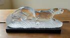 Lenox 1995 Fine Crystal Prowling Panther Statue w/ Black Wood Stand Germany
