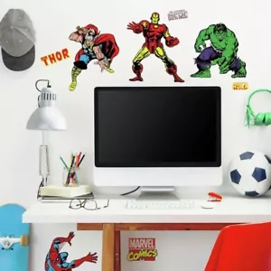 New MARVEL CLASSIC Superheroes Avengers Wall Decals Boys Bed Room Decor Stickers - Picture 1 of 4