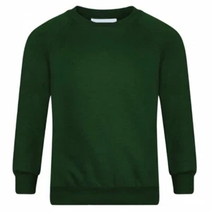 Felpe Scuola Ragazzo Girocollo Bottiglia Verde Età 3,4,5,6,7,8,11,12,13,14 NUOVE - Foto 1 di 1