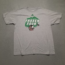Adidas North Dakota Fighting Sioux Hawks Shirt Men's Large Grey UND NCAA Adult