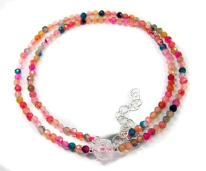 Turmalin-Achat Cadena 925 Plata Tallado en Facetas Forma Esférica Ø3 MM Con - Imagen 1 de 4