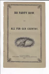 1863 Civil War Pamphlet No Party but All For Our Country Rare Philadelphia Copy - Picture 1 of 2
