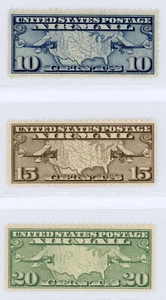 US Scott #C7-C9 Map & Planes | Mint NH | VF/XF Very Extra Fine - Picture 1 of 2