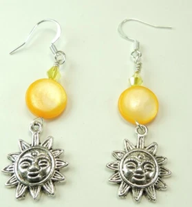 Yellow Shell MOP Earrings with Suns Handmade Jewelry - Picture 1 of 1