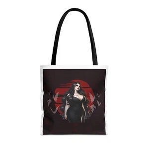 Curvy Vampire Woman Sexy Tote Shoulder Reusable Holiday Bag Halloween Gothic Bat - Picture 1 of 28