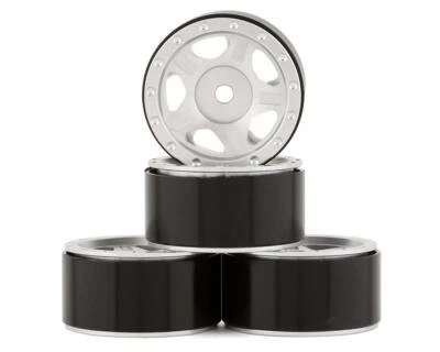 Yeah Racing SCX24 1.0" Aluminum 5 Spoke Slotted Beadlock Wheels (Silver) (4) - Image 1 of 4