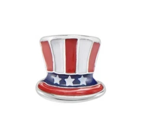 Ciondolo Origami Gufo IL CAPPELLO PATRIOTTICO DELLO ZIO SAM Smalto Galleggiante 4 LUGLIO - Foto 1 di 2