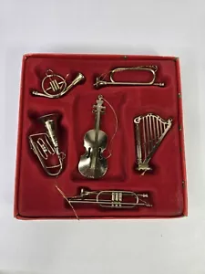 Christmas Symphony Brass Musical Instrument Ornaments MCM Vintage - Picture 1 of 7
