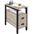 Bedside Table End Table with 2 Drawer Storage Cabinet Nightstand Vintage Style 