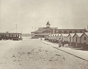 Newport Beach Pavillon roter Wagen Trolley 1906 Fotodruck 972 11" x 14" - Bild 1 von 1