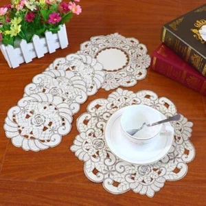 Vintage Embroidery Cutwork Lace Tablecloth Dining Kitchen Table Runner Wedding - Picture 1 of 63