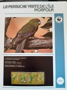 WWF Lot de feuilles 4 FDC + série PERRUCHE VERTE L'ÎLE NORFOLK 1987 - Photo 1/8