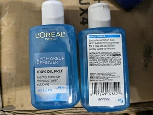 2 Loreal Paris Eye Makeup Remover - 100% Oil Free Gentle Cleanse Formula 4 fl oz - Picture 1 of 3