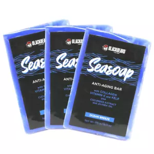 Blackbeard for Men Face Soap Anti Ageing Collagen Kelp Vitamin E Jojoba Oil x3 - Picture 1 of 9