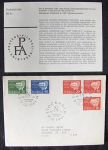 Sweden, FDC NOBEL PRIZE STOCKHOLM with history 1961. - Picture 1 of 2