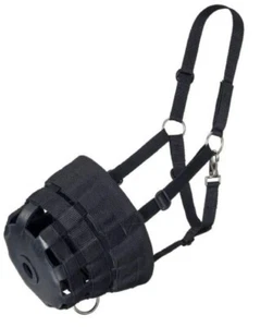 Tough 1 Black Poly/Nylon Pony Sized Grazing Muzzle tack equine 52-976P - Picture 1 of 3