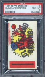 1961 Topps Flocked Sticker Cleveland Browns (I Tab) PSA 8 - Bild 1 von 1