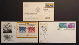 United Nations Stamps 1965 First Day Covers x 2 Minisheet ITU Pope Paul card (w) - Picture 1 of 2