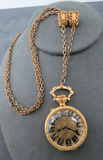 Rare Estee Lauder Glace Pocket Watch Pendant Solid Perfume Parfum Necklace 30"