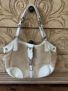 PRADA Straw & Leather Shoulder Bag Beach Bag Shopping Tote XL -Good Used Cond - Picture 1 of 20