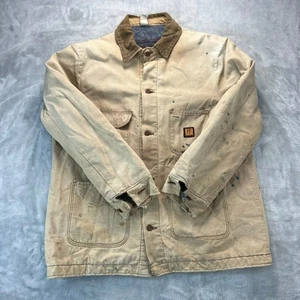 VTG BIG BEN Chore Coat Canvas Blanket Lined Mens Size 44 Regular Tan Workwear - Picture 1 of 22