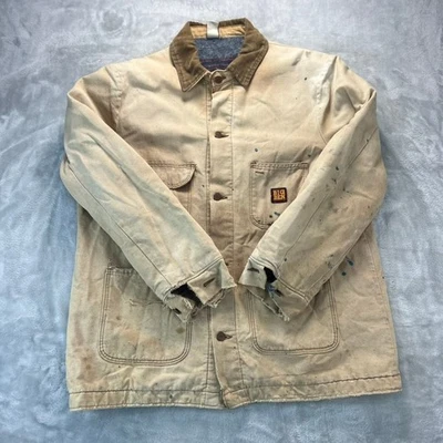 VTG BIG BEN Chore Coat Canvas Blanket Lined Mens Size 44 Regular Tan Workwear - Image 1 of 4