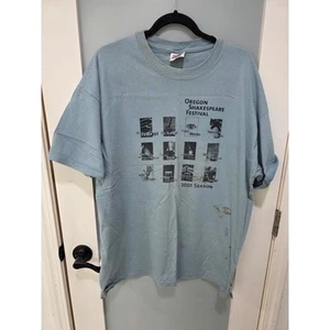 2001 Oregon Shakespeare Festival Tee XL Blue OSF Graphic Stained - Picture 1 of 8
