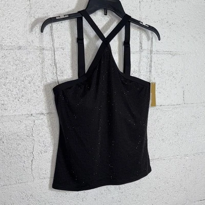 Michael Kors Women's Studded High-Neck Tankini Top - Black Large $162 - Image 1 of 4
