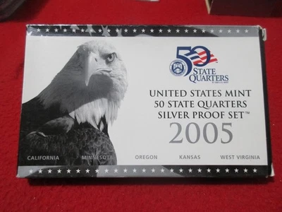 2005-S State Quarters SILVER Proof Set 5 piece set NIB  OGP            #MF-T5881 - Image 1 of 4