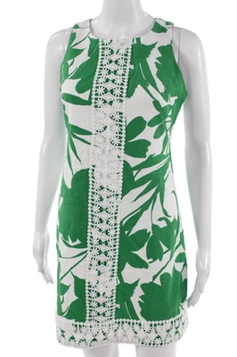 Vestido recto Eliza J para mujer verde sin mangas cuello redondo cremallera corto talla 2 Foto 1 de 4