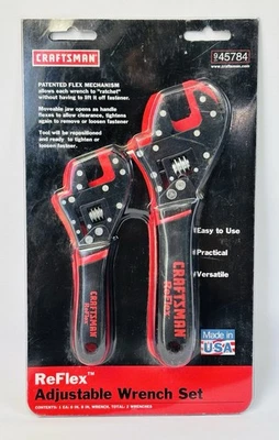 CRAFTSMAN ReFlex Adjustable Ratcheting Wrench Set 6” & 8” New USA Made - Image 1 of 2