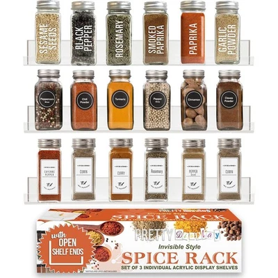 Estantes para especias montados en la pared [paquete de 3] - Estantes para especias de acrílico transparente de 15" con... Foto 1 de 4