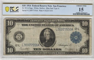 Fr.951 1914 San Francisco $10 Federal Reserve Note PCGS Choice Fine 15 - Picture 1 of 2