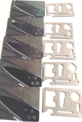 Juego de 5 cuchillos de bolsillo plegables afilados cuchillos para tarjetas de crédito con multiherramienta Foto 1 de 4