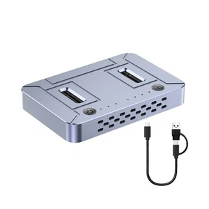 Dock cloneur disque solide en aluminium NVMe double baie lecteur boîtier de clone hors ligne USB3.2 - Photo 1/8
