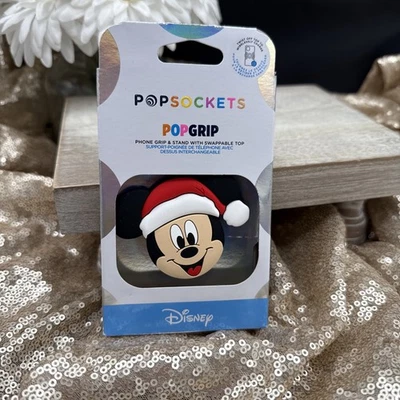PopSockets PopGrip Disney Santa Mickey Phone Grip & Stand New - Image 1 of 4