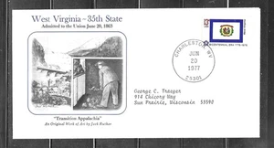 1977 WEST VIRGINIA 35TH STATE ADMITTED TO THE UNION Event Cover, CHARLESTON, WV - Picture 1 of 2