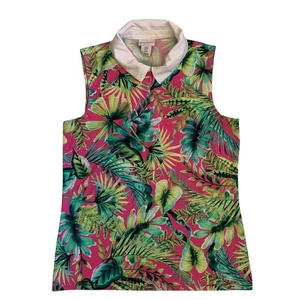 Tommy Bahama Golf ärmelloses Polo-Tanktop Damen Größe M Blumenmuster 1/4-Reißverschluss Oberteil - Bild 1 von 16