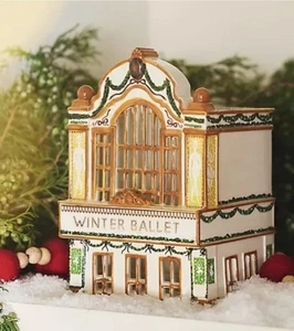 Anthropologie Ceramic Holiday House Winter Ballet Tea Light Village Theater NEW - Picture 1 of 15