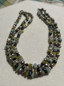 Collana di perle d'acqua dolce originali Estate con pezzi di giada pepita di ametista - Foto 1 di 14