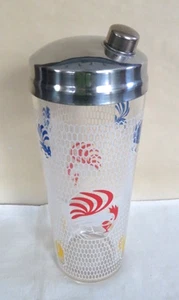 MCM - Mid Century Modern Hazel Atlas Glass Rooster Chicken Wire Cocktail Shaker - Picture 1 of 4
