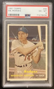 1957 Topps Gil Hodges #80 PSA 6, centered - Bild 1 von 2
