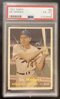 1957 Topps Gil Hodges #80 PSA 6, centrado Foto 1 de 2