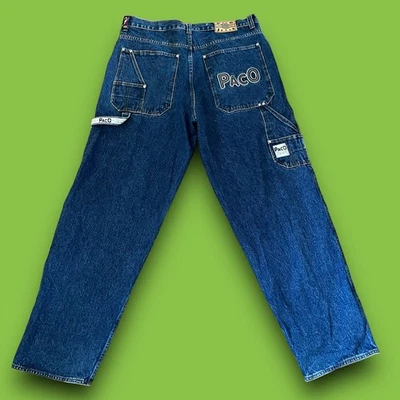 Pantalones de mezclilla PACO para hombre talla 38 holgados pierna ancha vintage años 90 rave skater JNCO Foto 1 de 4
