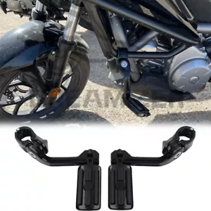Black Long Highway Foot Pegs 1-1/4" Crash Bar Footrest Pedals For Honda NC750x - Foto 1 di 11