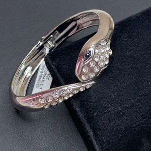 TJC Sparkly Snake Clamper Bangle Silver Tone Kitsch Costume Jewellery NEW BOXED - Picture 1 of 9