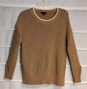 Suéter J Crew Beige Marrón Hombro Caído Mezcla de Algodón Tejido Cuello en V LS XXS ¡NUEVO CON ETIQUETAS! - Imagen 1 de 6