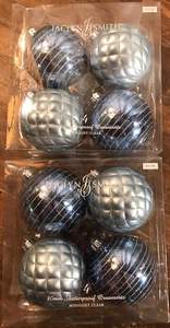 Jaclyn Smith Set of 8 Shatterproof Ornaments Midnight Clear 80 mm - Picture 1 of 7
